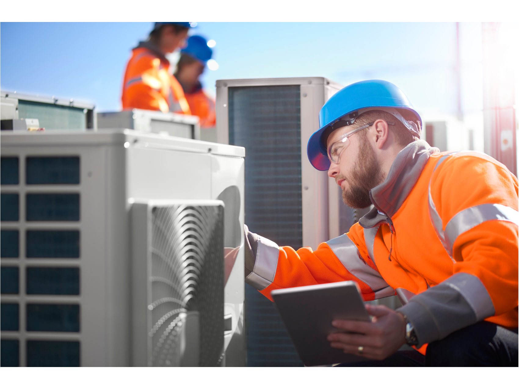 Engineer checking an industrial air conditioning system