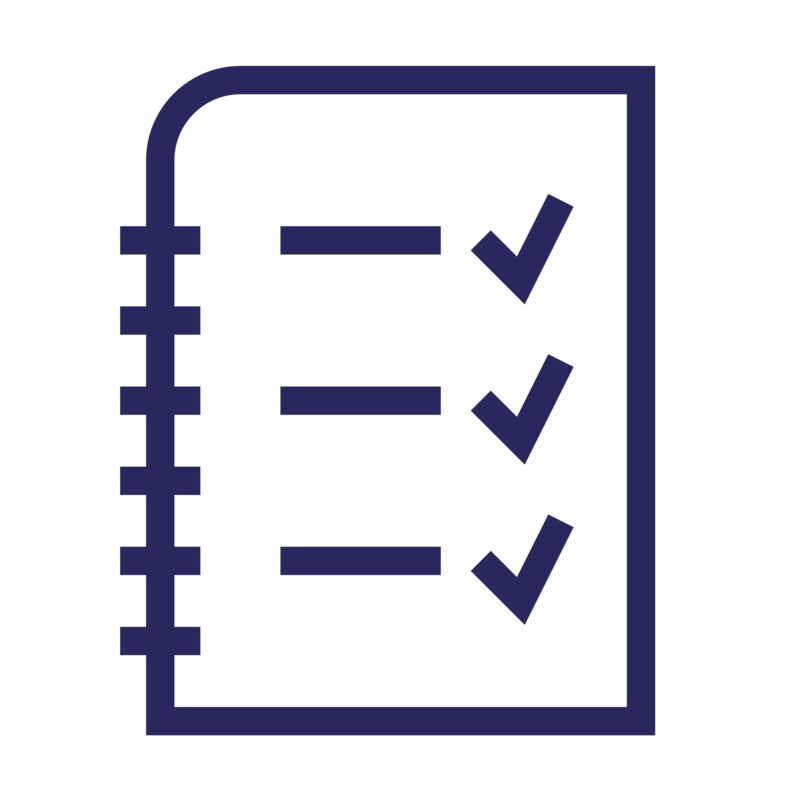 Checklist icon with checked boxes illustrating ISO-certified production and quality control