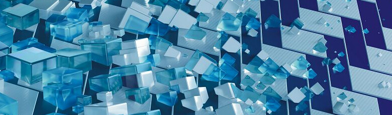 Blue and green transparents cubes