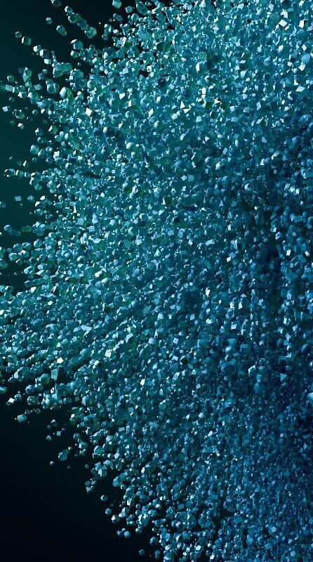 Blue pellets material explosion